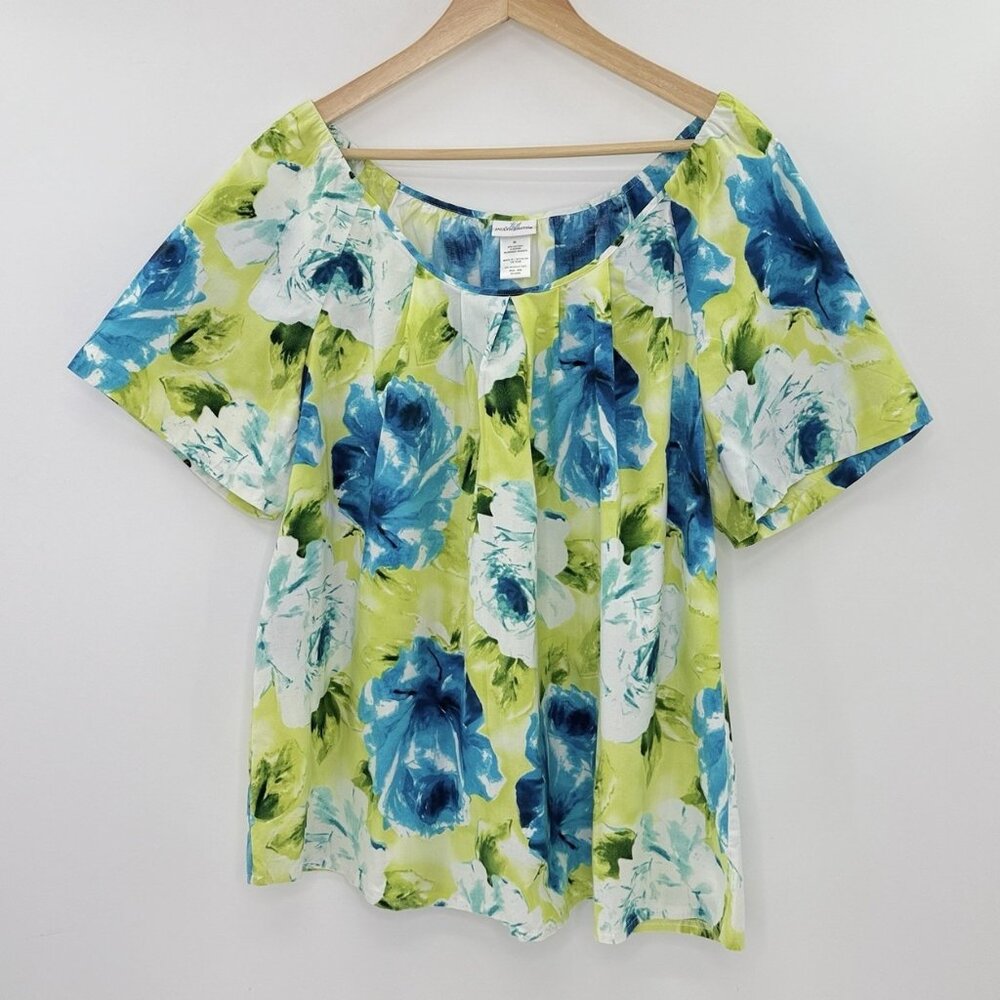 Jaclyn‎ Smith Plus Size Short Sleeve Floral Blouse Size 2x Preppy Career Spring
